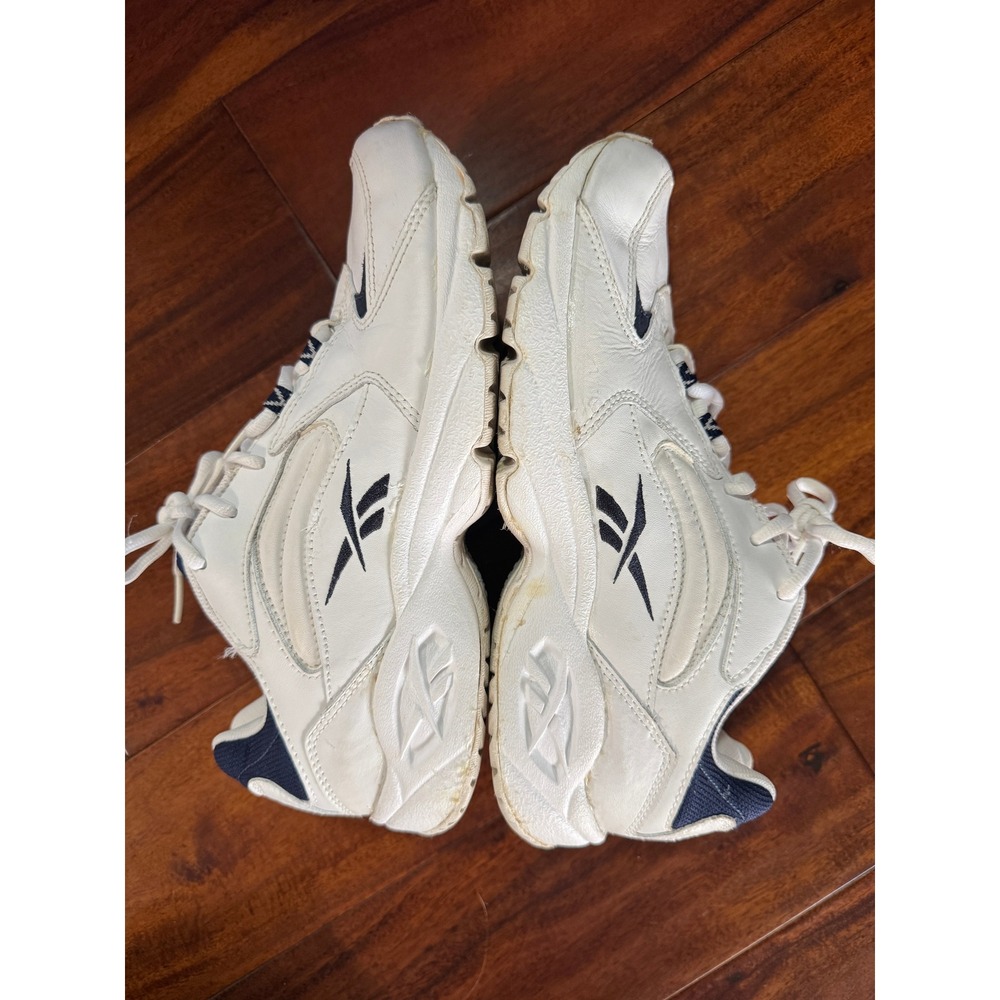 Reebok RB 008 Vintage Mens Sneakers White Navy Blue Leather Athletic Shoes 8.5